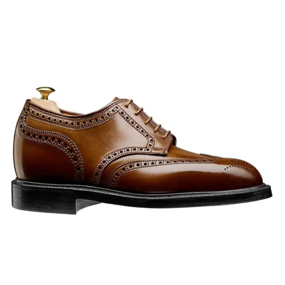 7CM/2.76 Inches CMR CHAMARIPA Men’s Elevator Dress Shoes - Yellow Brown Shell Cordovan Full Brogue Derby