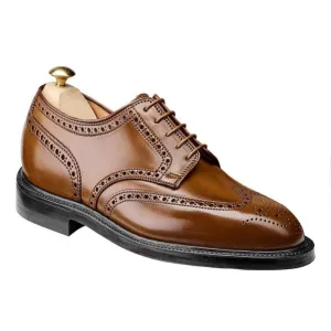 7CM/2.76 Inches CMR CHAMARIPA Men’s Elevator Dress Shoes - Yellow Brown Shell Cordovan Full Brogue Derby