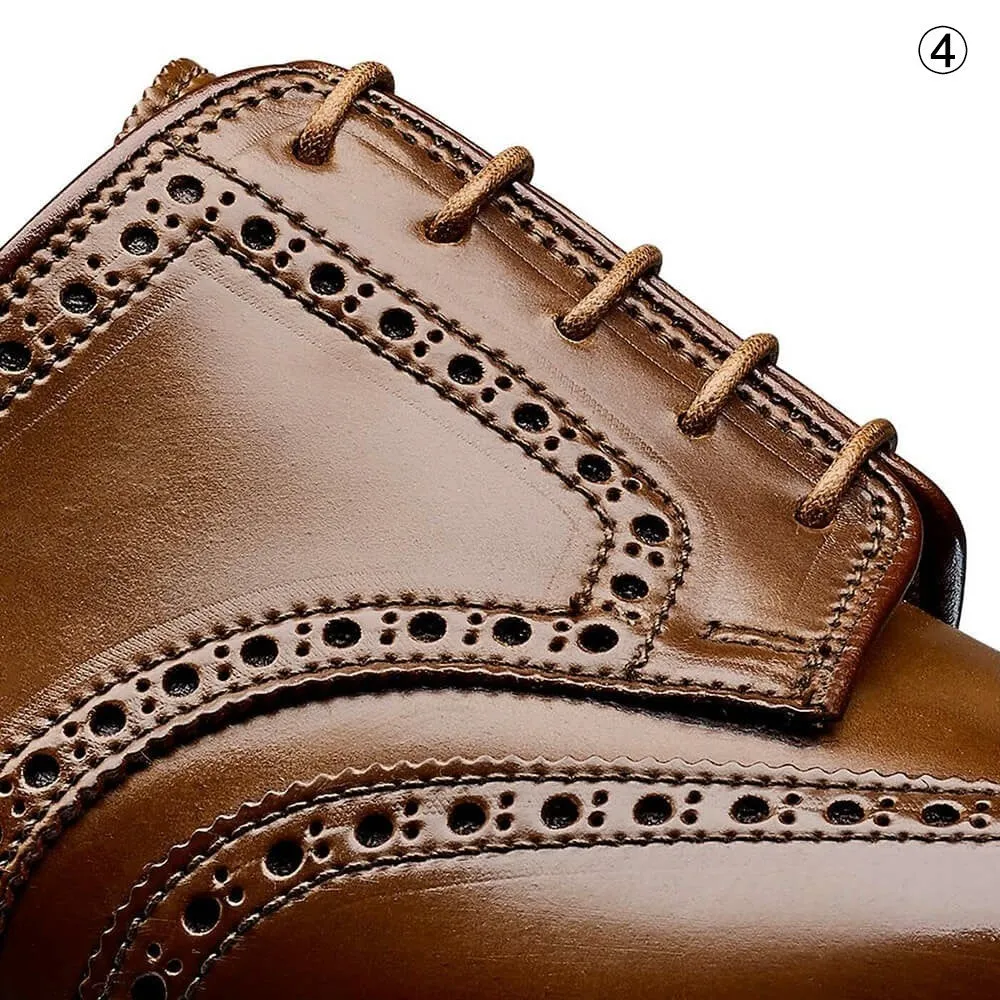 7CM/2.76 Inches CMR CHAMARIPA Men’s Elevator Dress Shoes - Yellow Brown Shell Cordovan Full Brogue Derby