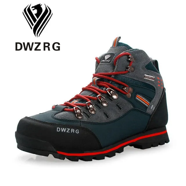 Amozae--DWZRG Men Hiking Shoes Waterproof Leather Shoes Climbing & Fishing Shoes New Popular Outdoor Shoes Men High Top Winter Boots