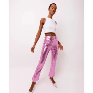 Amy Lynn Pink Metallic Slim Fit Pant