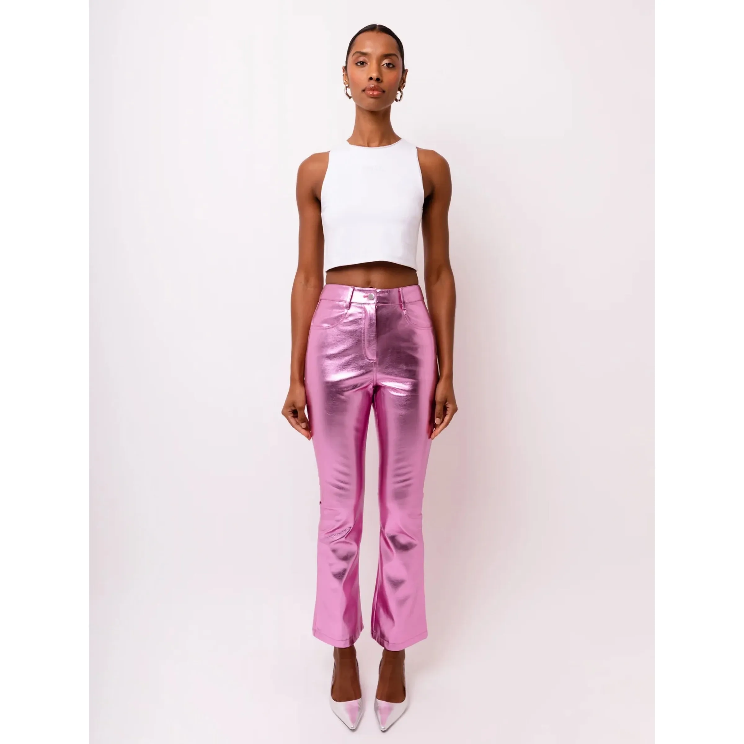 Amy Lynn Pink Metallic Slim Fit Pant