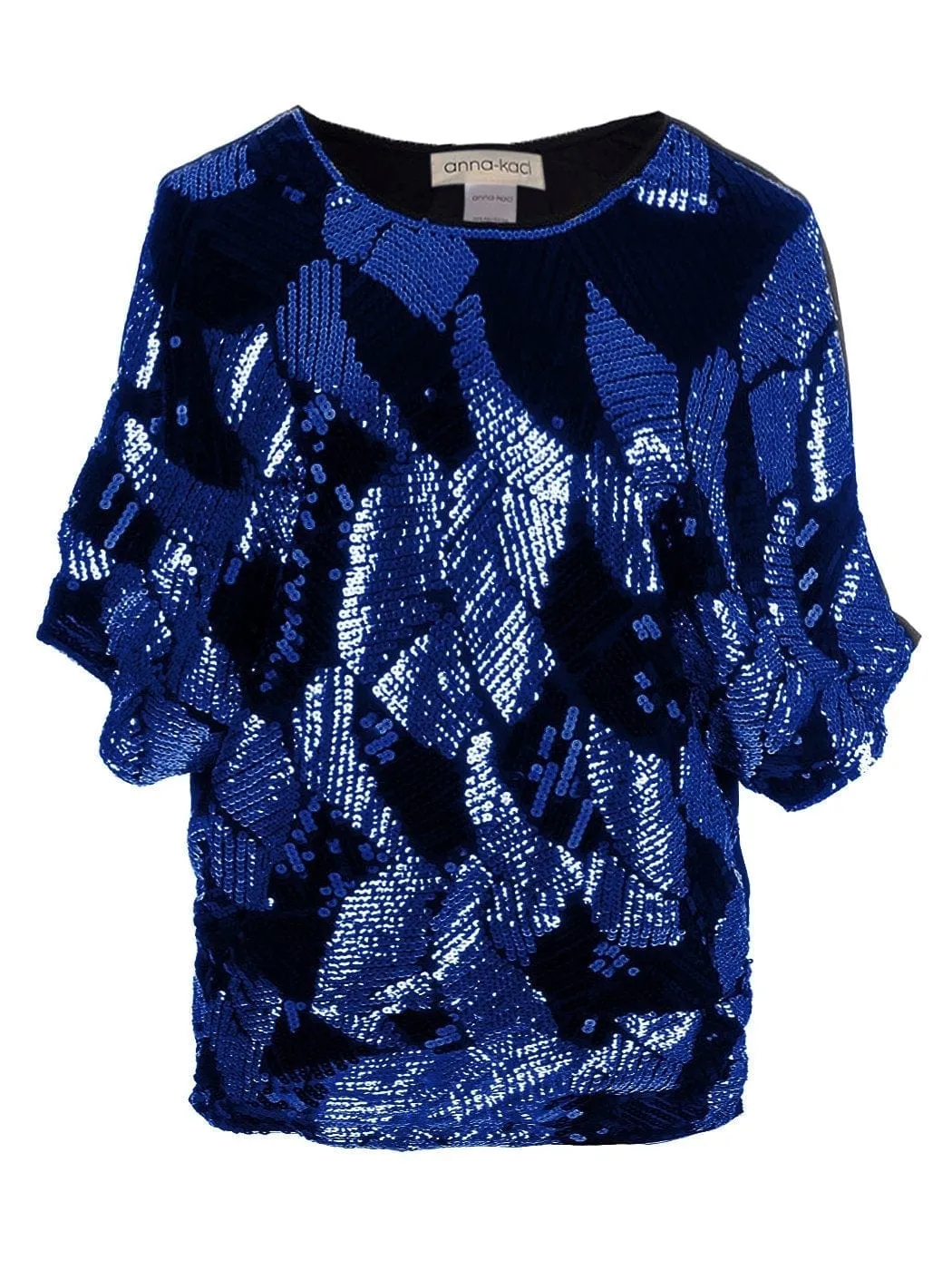 Anna-Kaci Womens Loose Fit Sequin Dolman Sleeve Evening Blouse Top