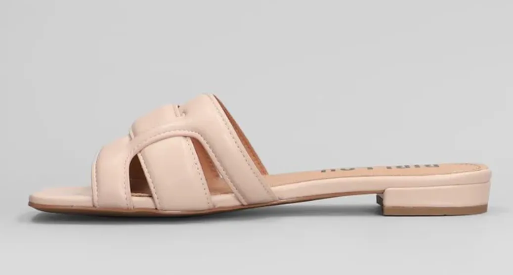 Bibi Lou Holly Nude Pink Leather Flat Sandals