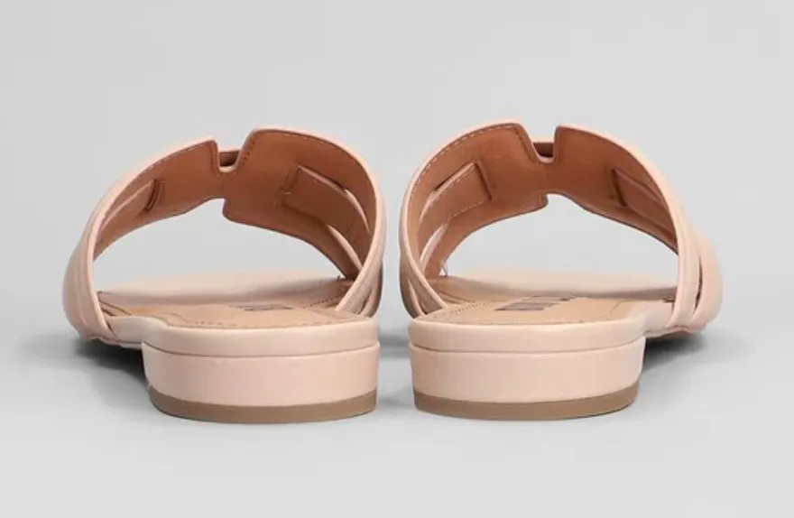 Bibi Lou Holly Nude Pink Leather Flat Sandals