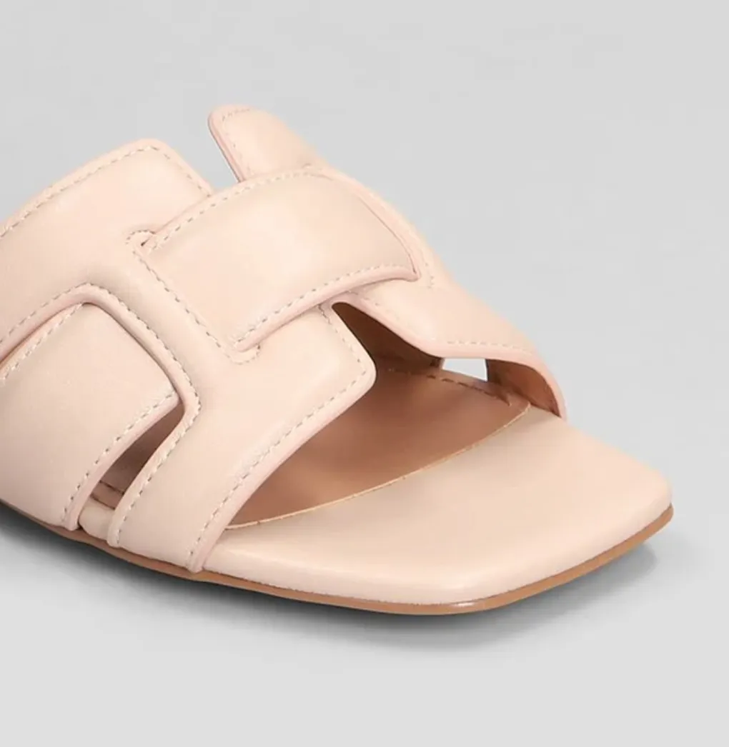 Bibi Lou Holly Nude Pink Leather Flat Sandals