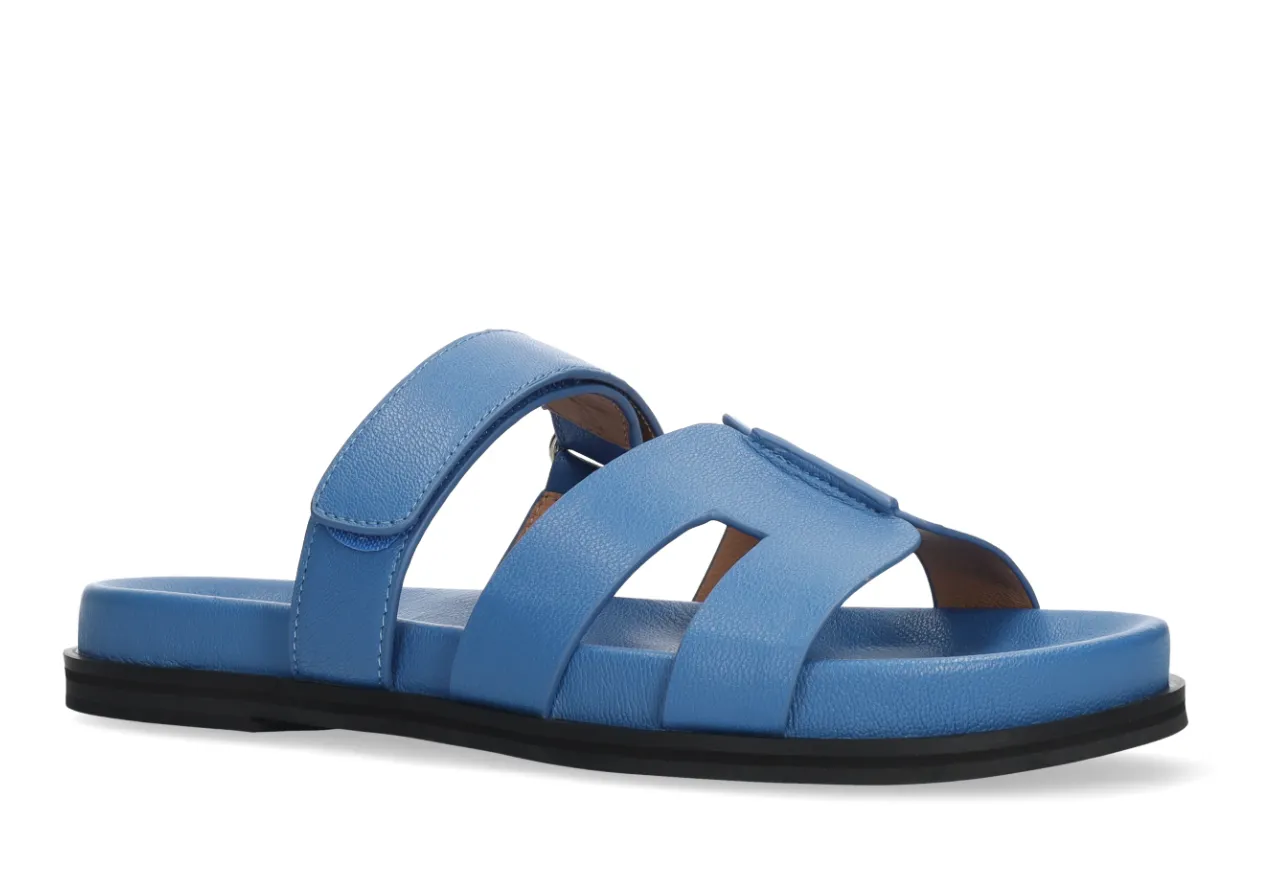 Bibi Lou Minty Azul Denim Leather Flat Sandals