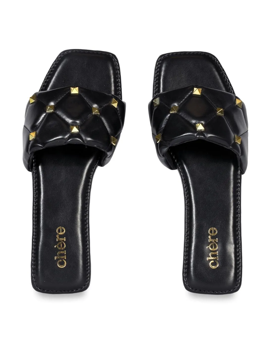 Black Studded Flats for Women