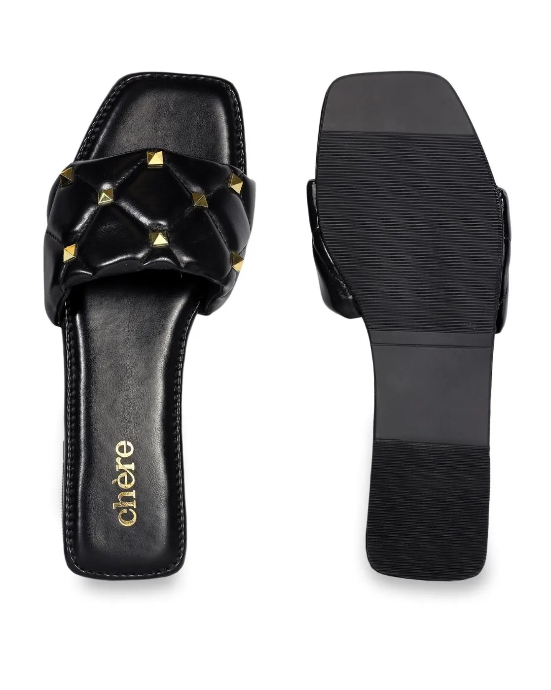 Black Studded Flats for Women