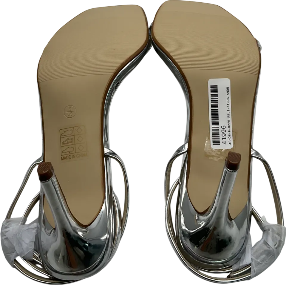 boohoo Metallic Wide Fit Barely There Low Stiletto Heels UK 6 EU 39 👠