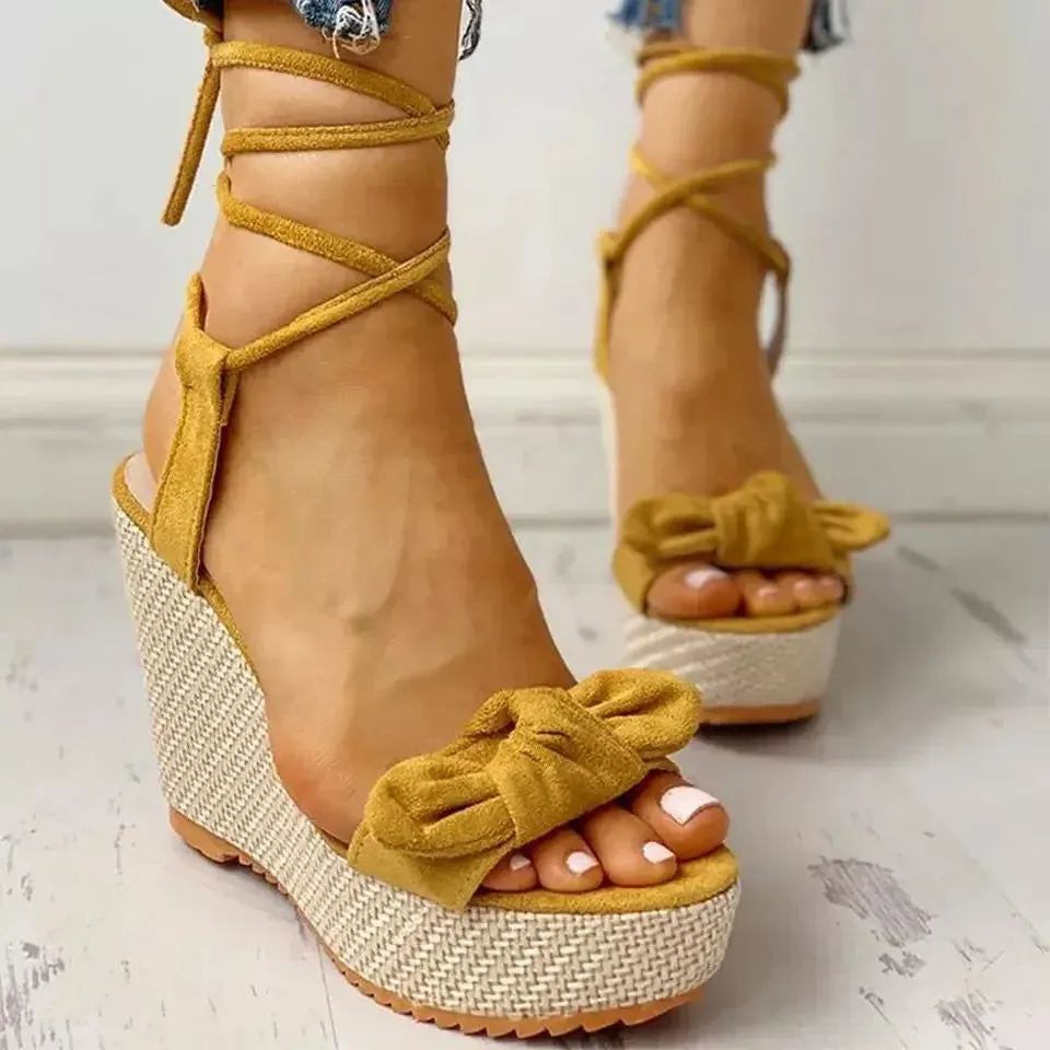 Bow Knot Platform Wedges Sandals