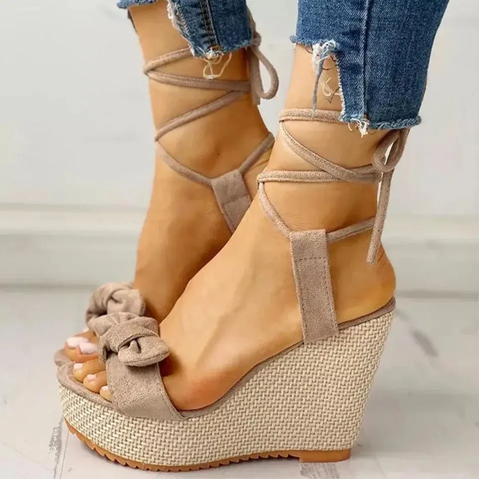 Bow Knot Platform Wedges Sandals