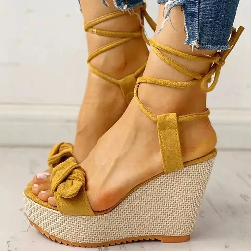 Bow Knot Platform Wedges Sandals