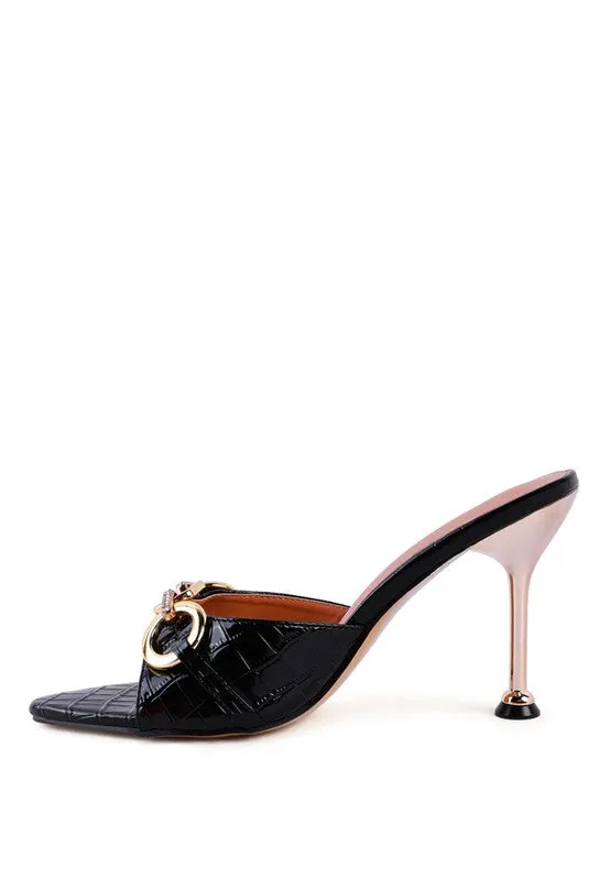 Buckle High Heel Slide Sandals
