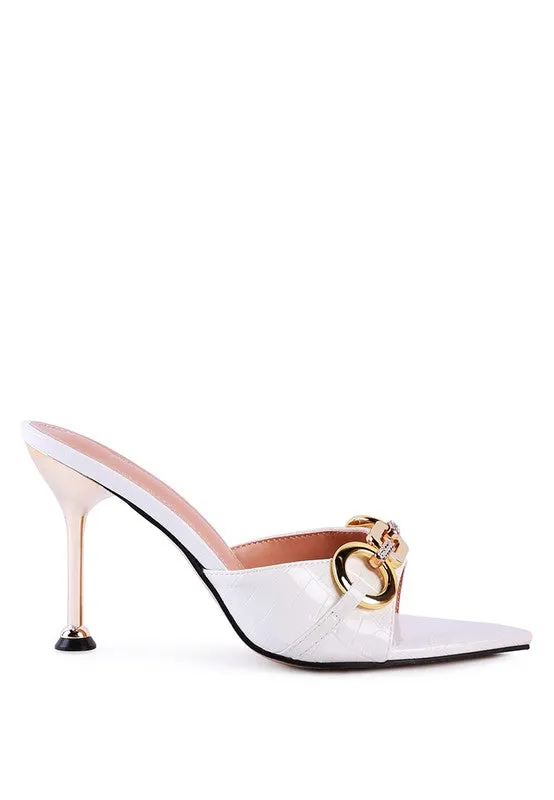 Buckle High Heel Slide Sandals