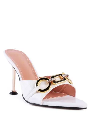 Buckle High Heel Slide Sandals