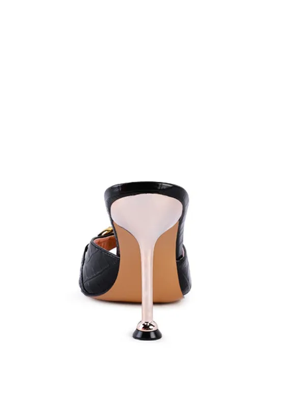 Buckle High Heel Slide Sandals