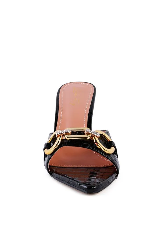 Buckle High Heel Slide Sandals