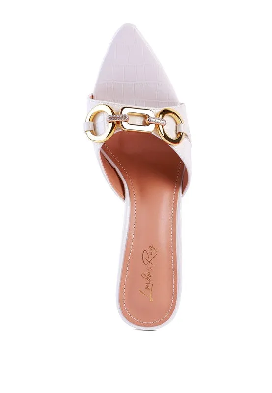 Buckle High Heel Slide Sandals