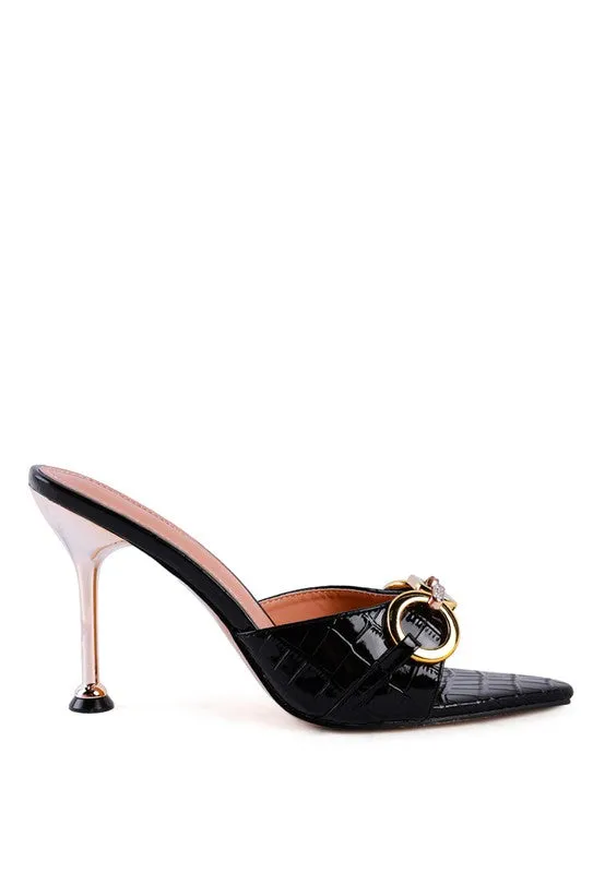 Buckle High Heel Slide Sandals