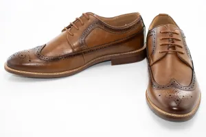 Cognac Wingtip Lace-Up Derby Dress Shoes