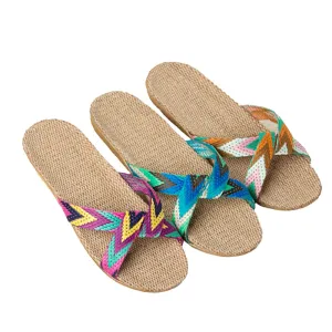 Color Block Cross Belt Slippers