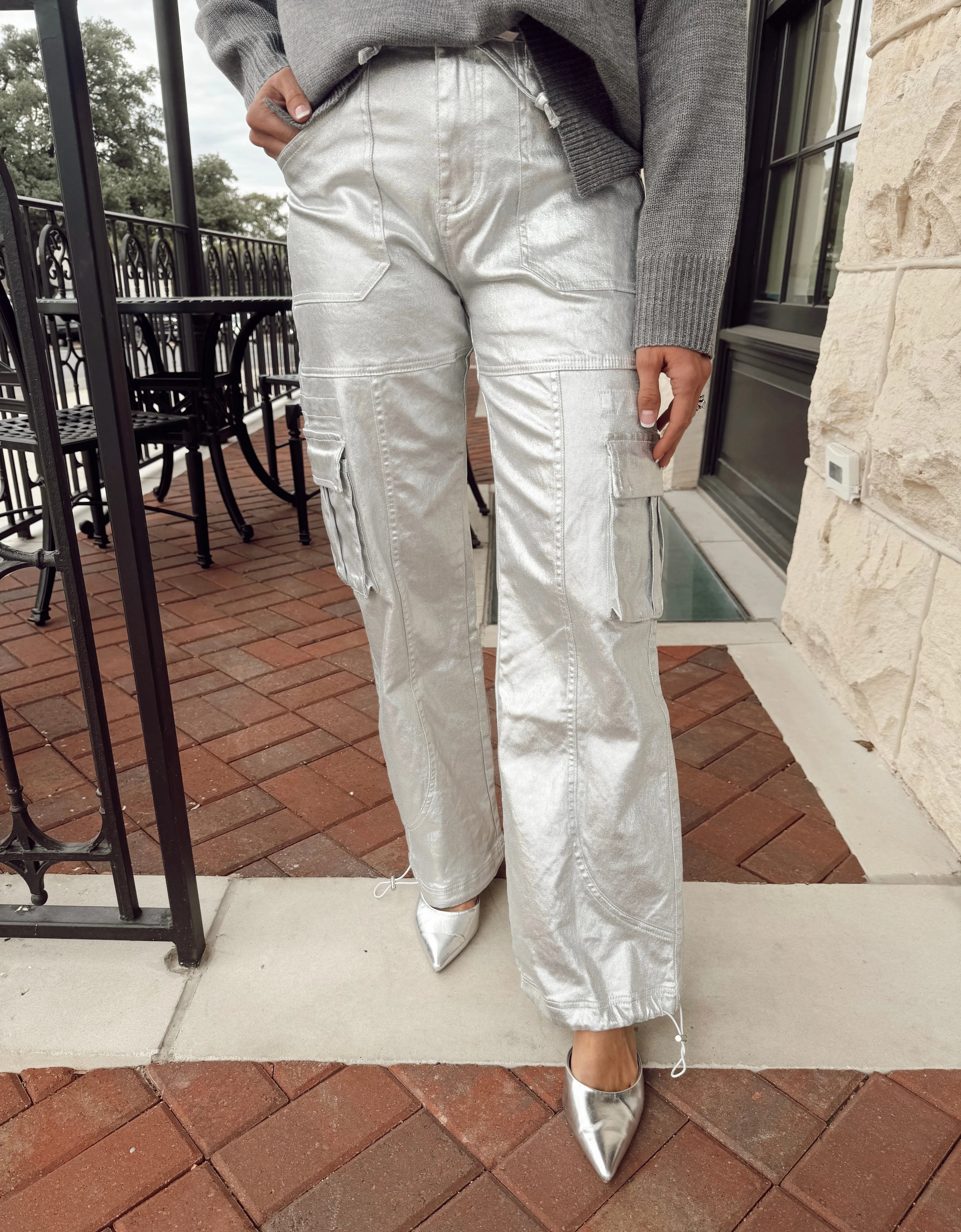 Everything Silver Cargo Pants