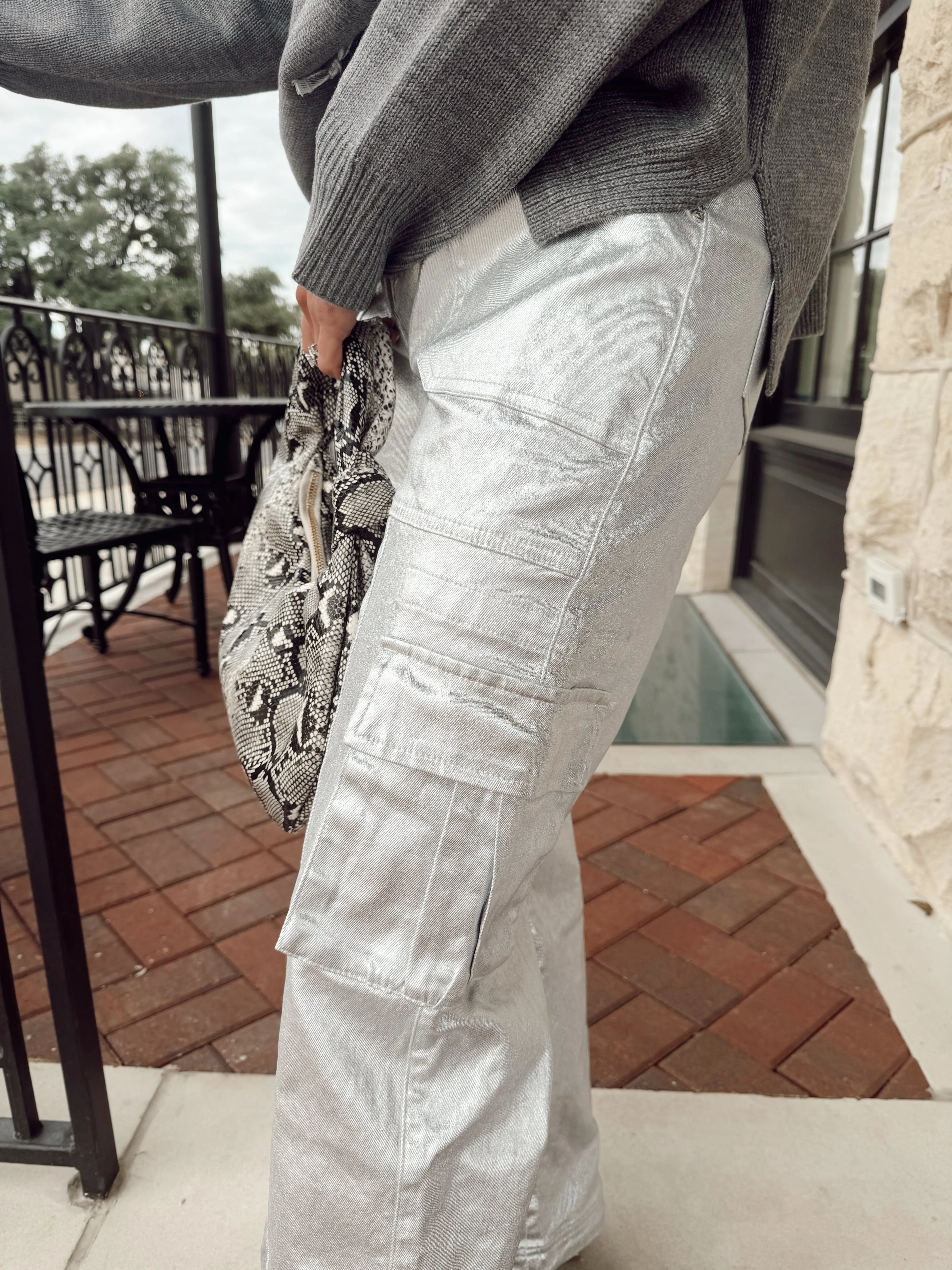 Everything Silver Cargo Pants