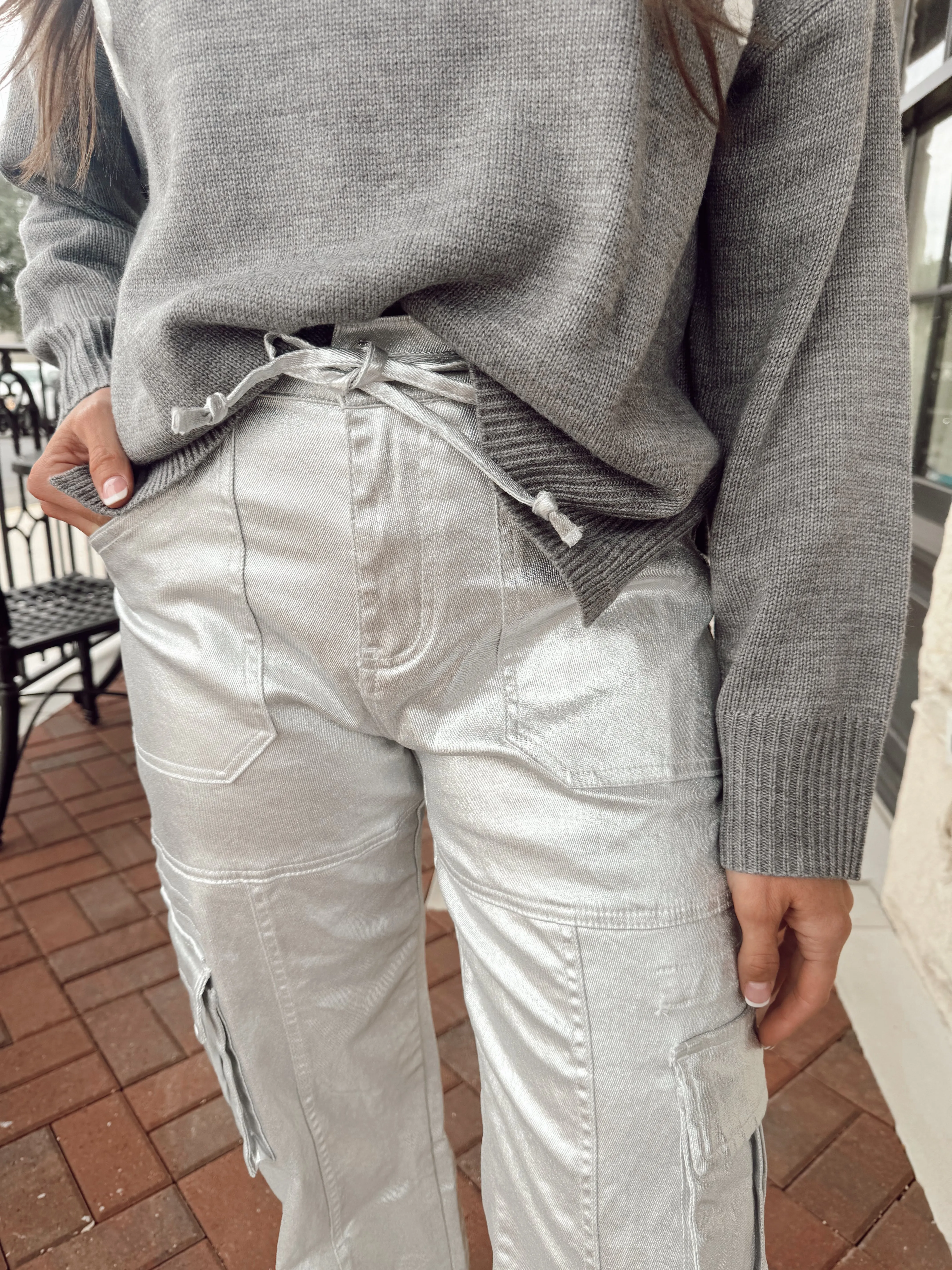 Everything Silver Cargo Pants