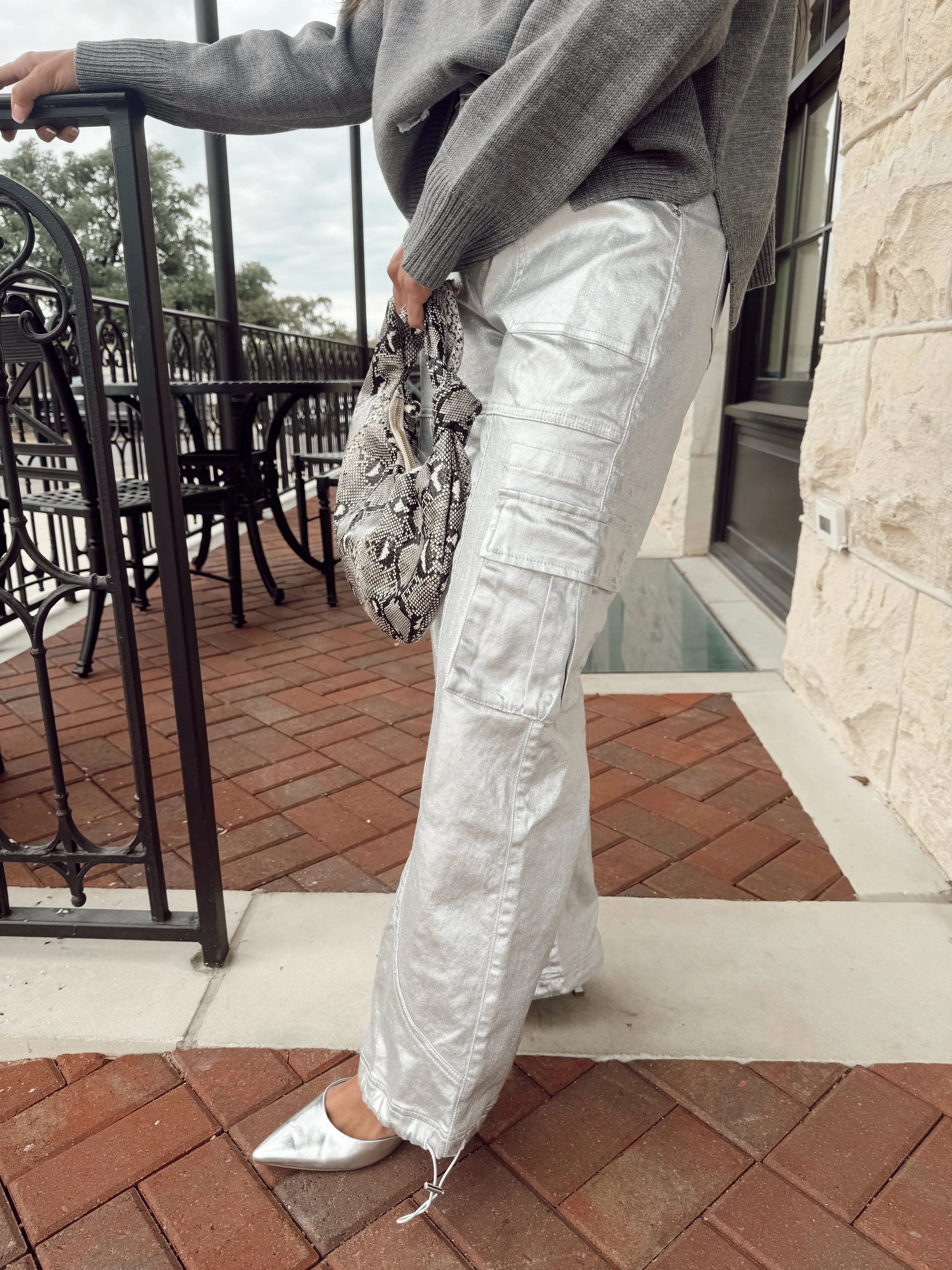 Everything Silver Cargo Pants