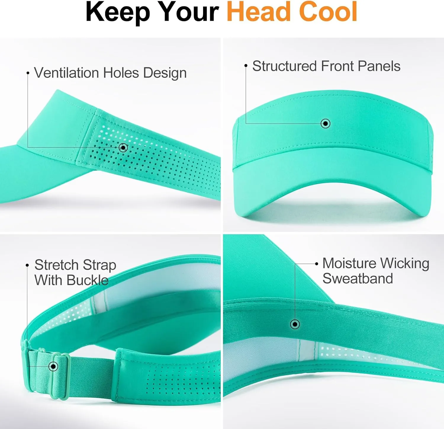 FEICUI Women's Sun Sports Visor Adjustable Empty Top Baseball Cap Athletic Performance Outdoor Hat