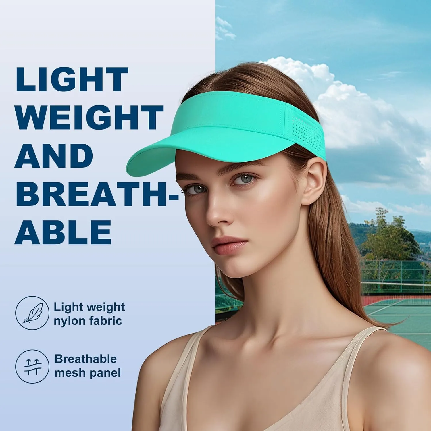 FEICUI Women's Sun Sports Visor Adjustable Empty Top Baseball Cap Athletic Performance Outdoor Hat