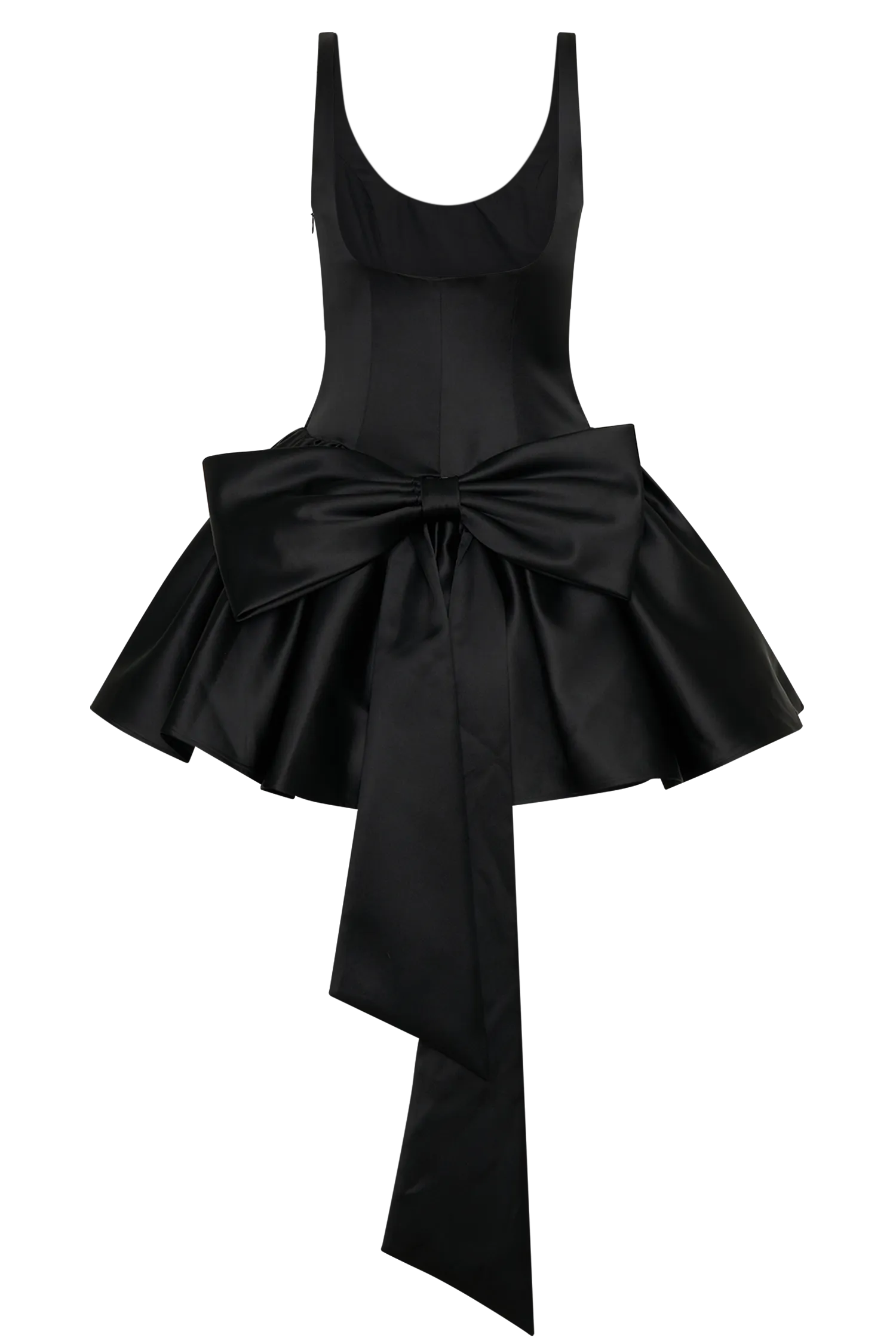 Felicia Satin Mini Dress With Bow - Black