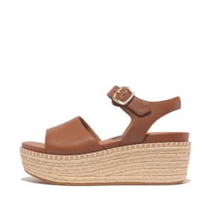 Fitflop Eloise Espadrille Leather Back Strap Wedge Sandals Light Tan
