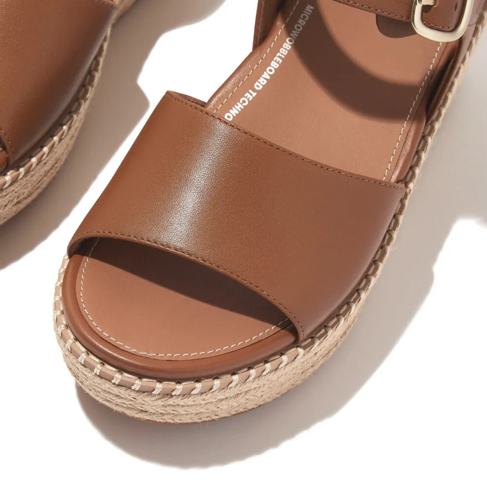 Fitflop Eloise Espadrille Leather Back Strap Wedge Sandals Light Tan