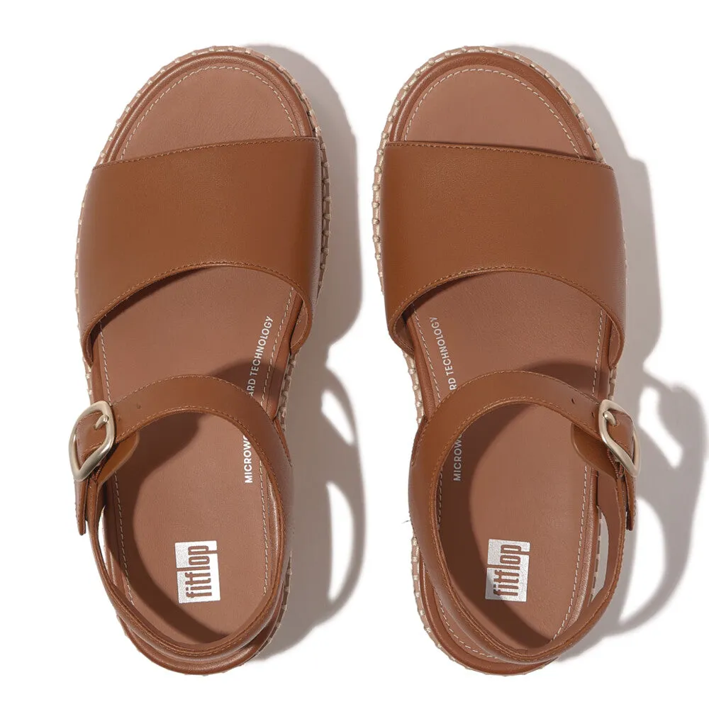 Fitflop Eloise Espadrille Leather Back Strap Wedge Sandals Light Tan