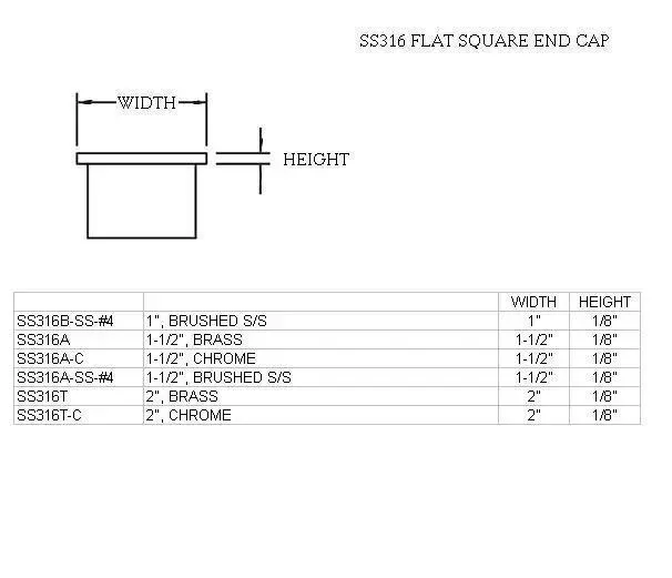 Flush Flat End Cap For 1" Square Tubing