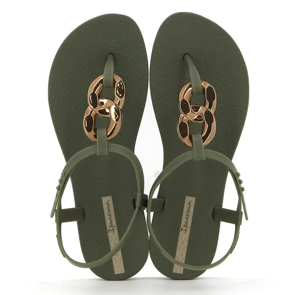 Ipanema Slingback Sandal With Trim  - Green/Gold
