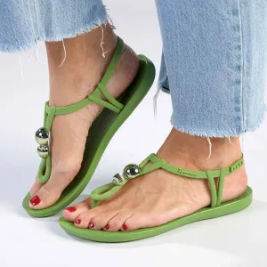 Ipanema Slingback Trim Sandals - Green/Silver