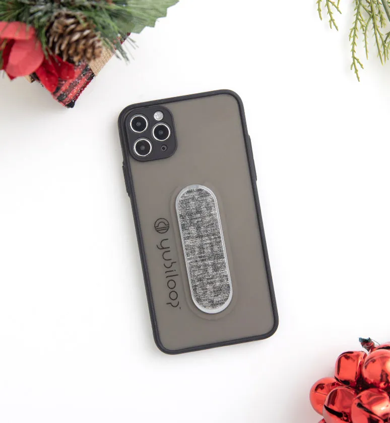 iPhone 12 Pro Max Opaque Black Case with integrated Yubiloop ( 1 strap/ loop phone holder kickstand )