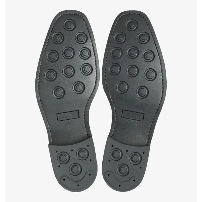 Loake 302 Brogued Wide Fit Mens Leather Shoe - Black Polished Leather