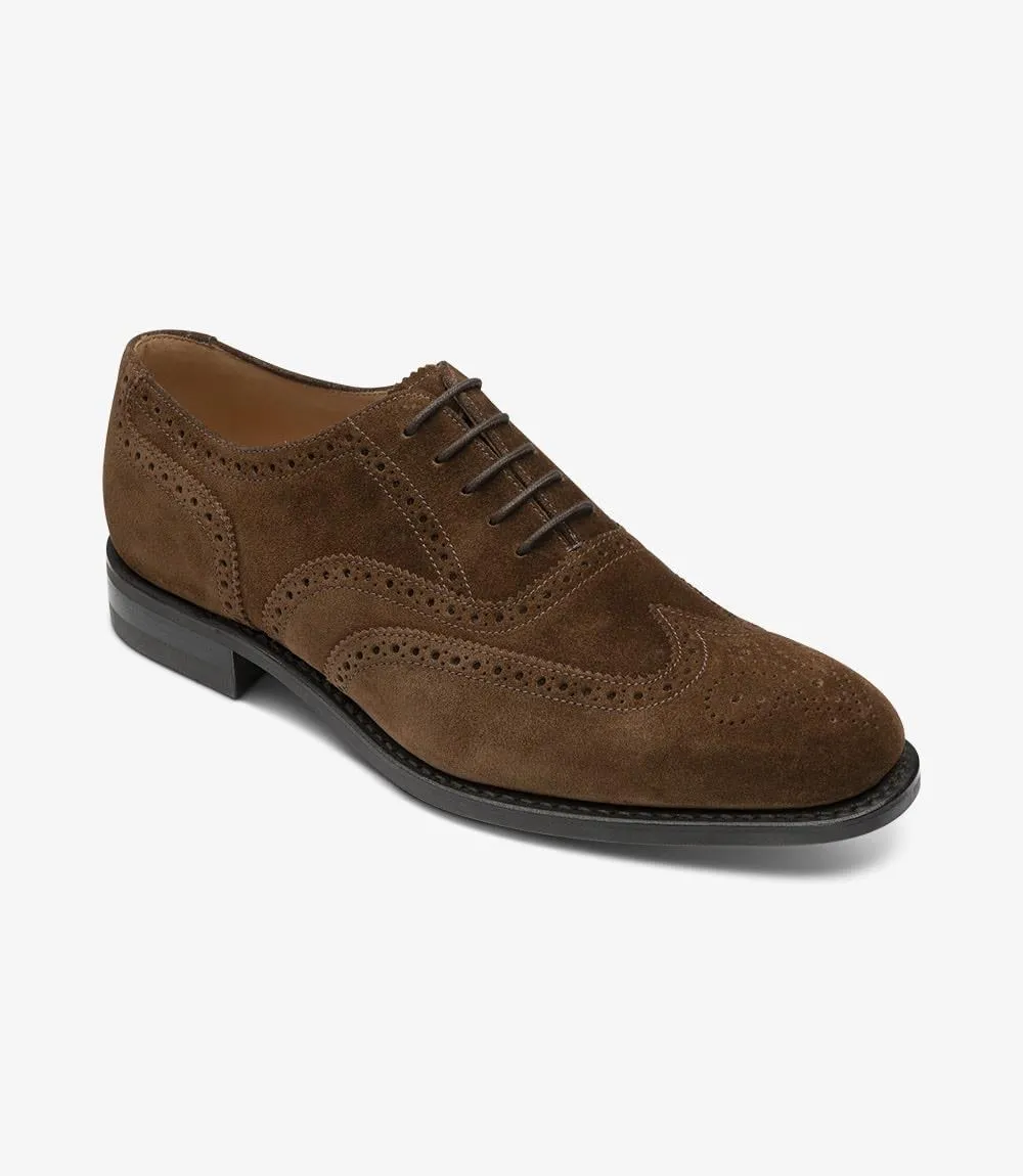 LOAKE 302 BROWN SUEDE OXFORD BROGUE RUBBER SOLE G-WIDE