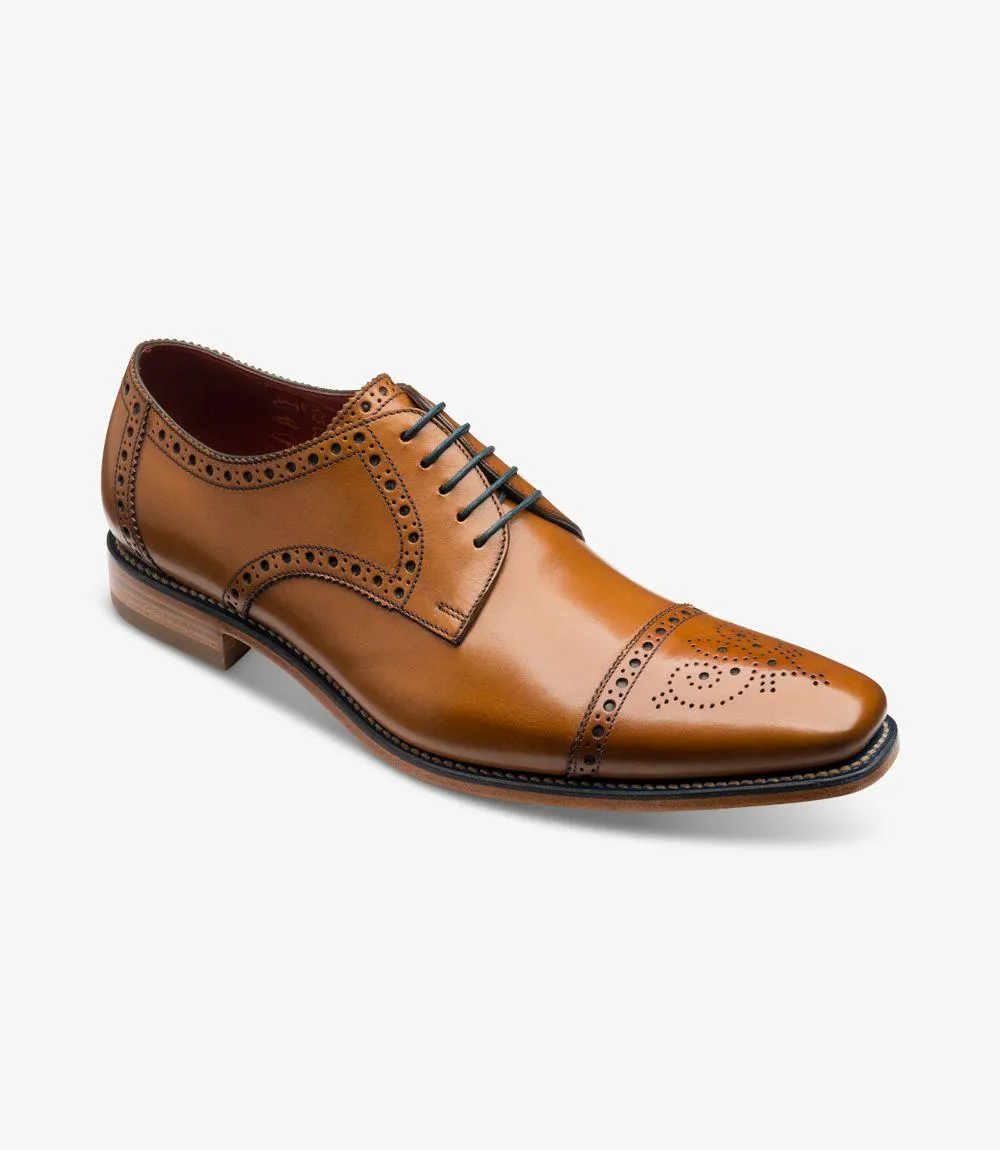 LOAKE FOLEY TAN DERBY SEMI BROGUE LEATHER SOLE F-MEDIUM
