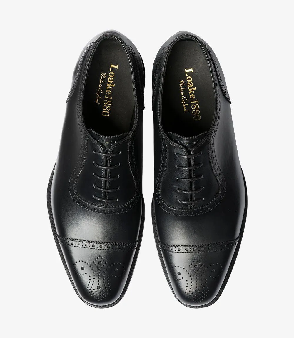 LOAKE STRAND BLACK SEMI BROGUE