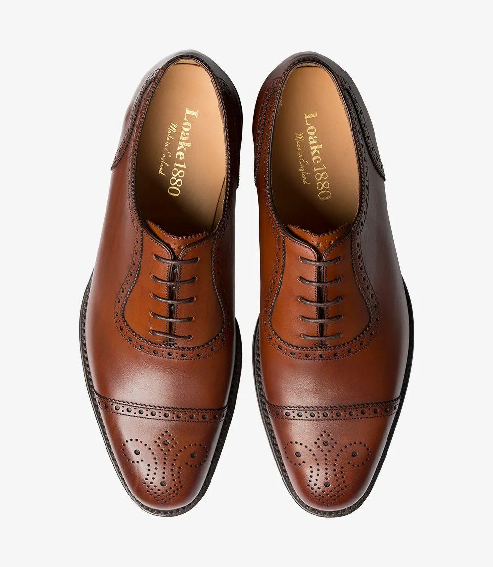 LOAKE STRAND MAHOGANY SEMI BROGUE