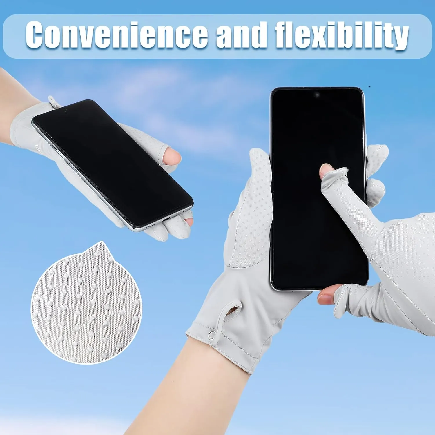 Loopeer 2 Packs Women UV Sun Protection Gloves Full Finger Touchscreen Non Slip Breathable Summer Outdoor Gloves