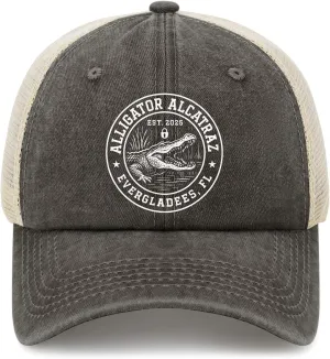 Made in US Florida Everglades Alligator Alcatraz Hat for Women Baseball Caps Classic Washed Dad Hats