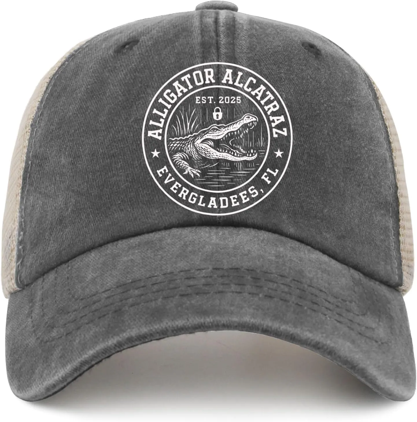 Made in US Florida Everglades Alligator Alcatraz Hat for Women Baseball Caps Classic Washed Dad Hats