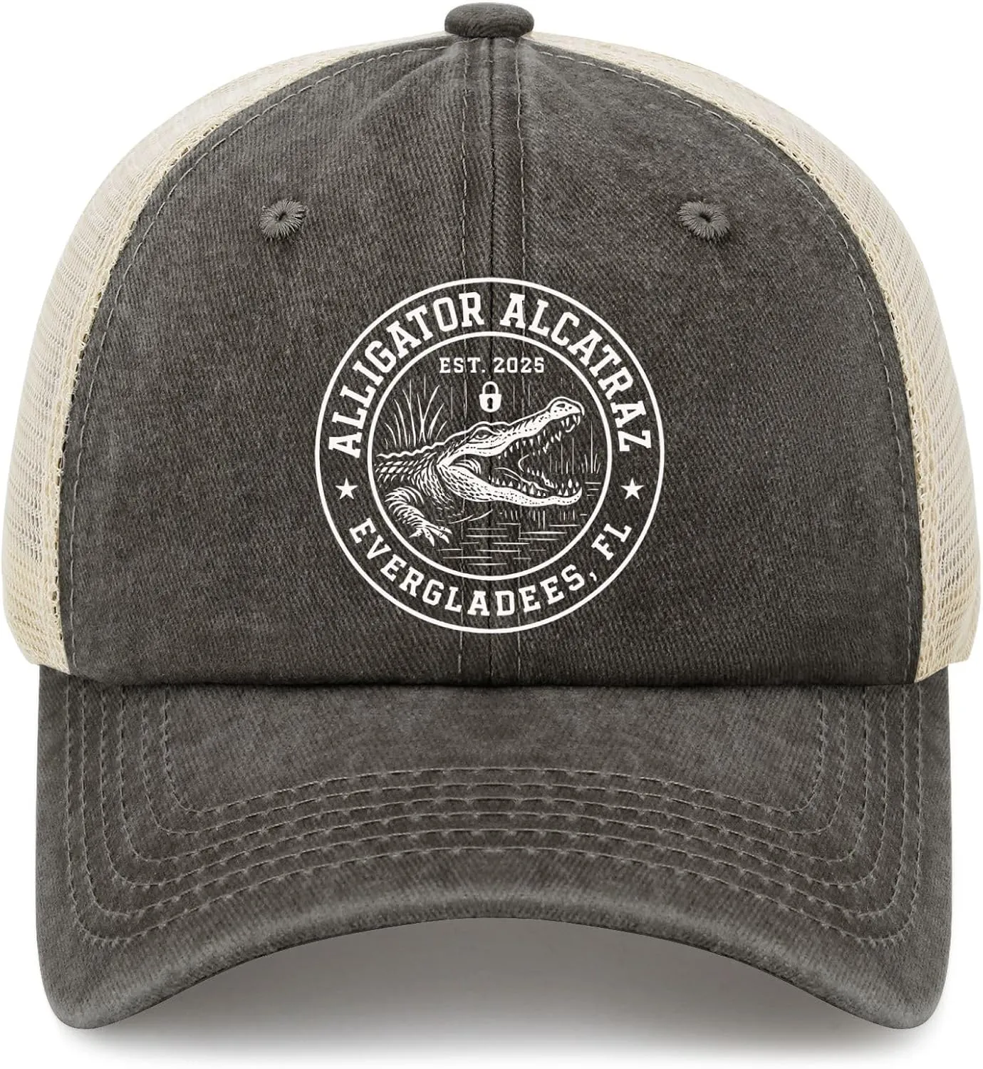 Made in US Florida Everglades Alligator Alcatraz Hat for Women Baseball Caps Classic Washed Dad Hats