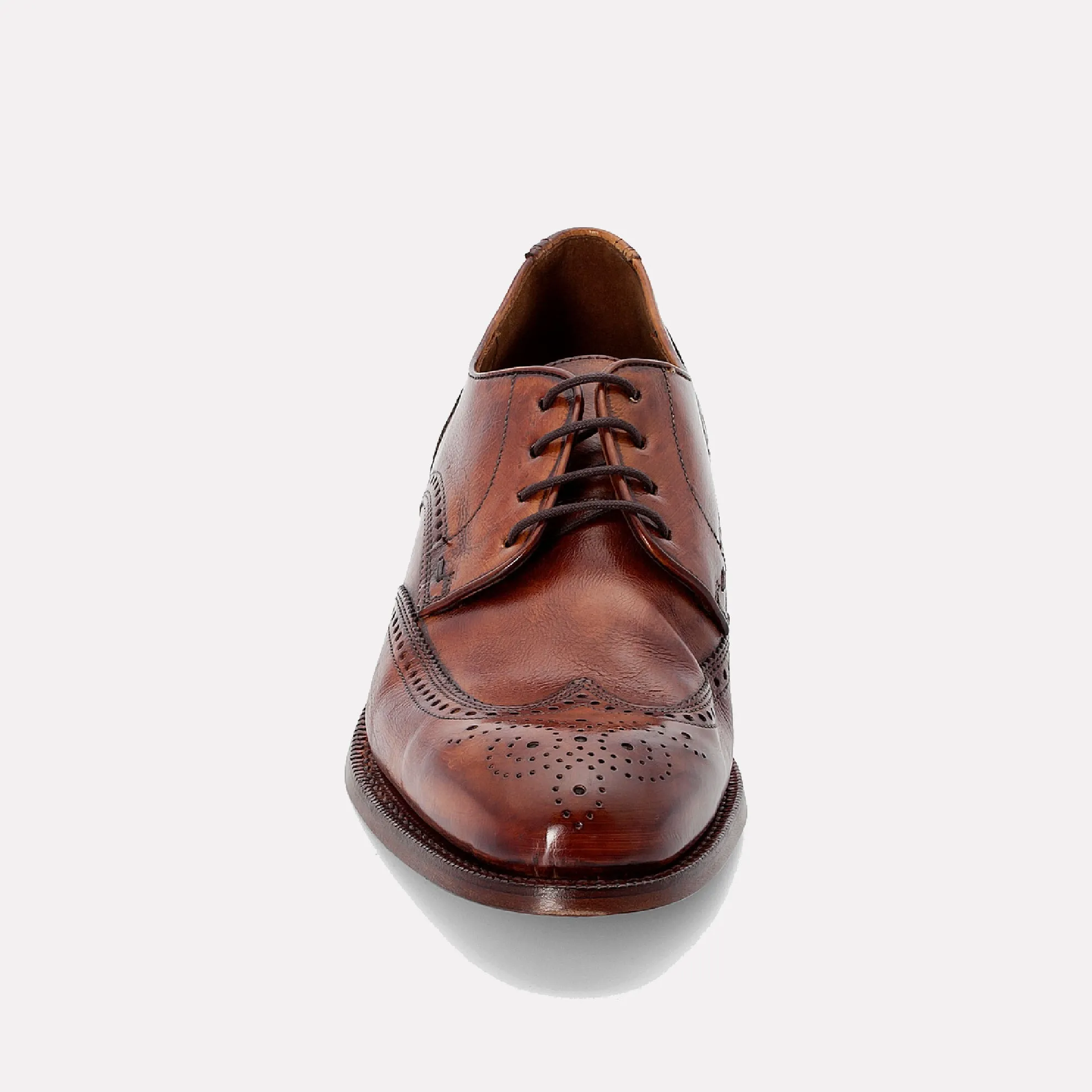 Ores Lace Up Wingtip Leather Dress Shoe / Marrone